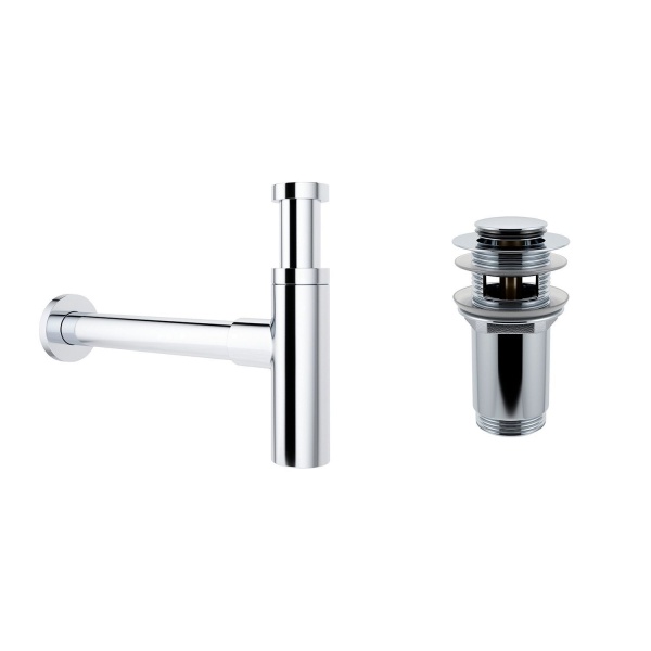 Комплект 3 в 1 Lavinia Boho Bathroom Sink 21520576: врезная фарфоровая раковина 60 см, металлический сифон, донный клапан
