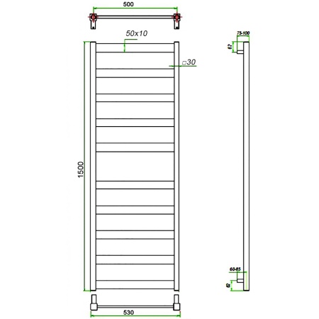 Полотенцесушитель ГРОТА BREZZA 53/150