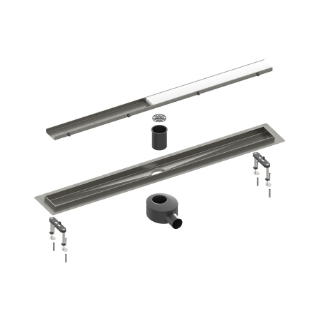 Душевой лоток TIMO Drain System 1000 с двусторонней панелью "plate" под плитку, Черное золото