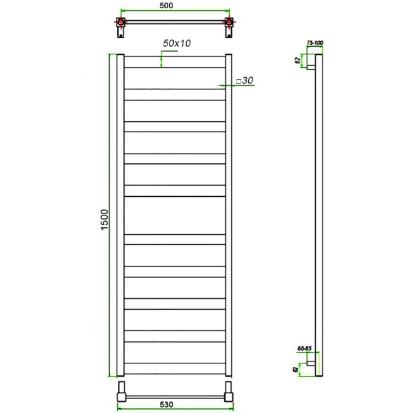 Полотенцесушитель ГРОТА BREZZA 53/150