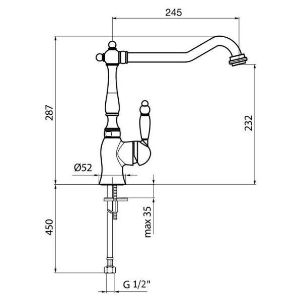 Смеситель для кухни Webert Kitchen Valentino VA920302010