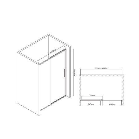 Душевая дверь Vincea Slim-U VDS-2SU140CL, 1400, хром, стекло прозрачное