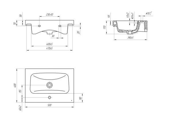Раковина мебельная Cersanit MODUO 50, S-UM-MOD50/1