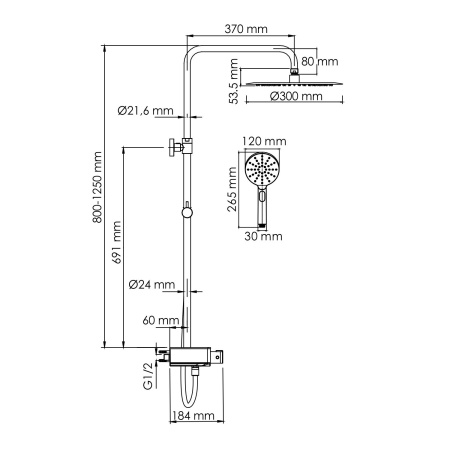 A113.116.127.CH Thermo Душевой комплект WasserKRAFT с термостатическим смесителем