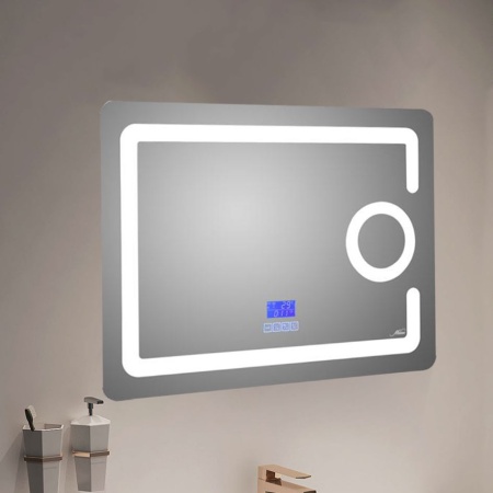 Зеркало с LED-подсветкой MELANA-8060 подогрев / часы / космет.зеркало / Bluetooth  (MLN-LED091B)