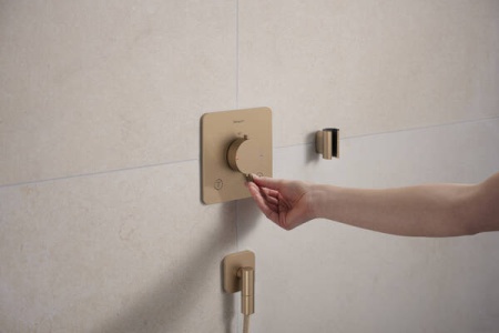 Настенная розетка с обратным клапаном Hansgrohe FixFit Fine Q 28884140. матовая бронза 28884140