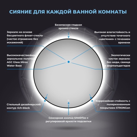 Зеркало с фоновой LED-подсветкой Wellsee 7 Rays' Spectrum 172200100