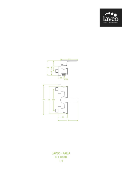 Смеситель для душа Laveo Raila BLL_040D хром