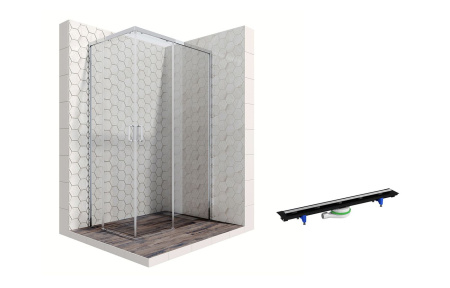 Душевой уголок Ambassador Queen 11011106R-PR1, прямоугольный, линейный трап, 120х80