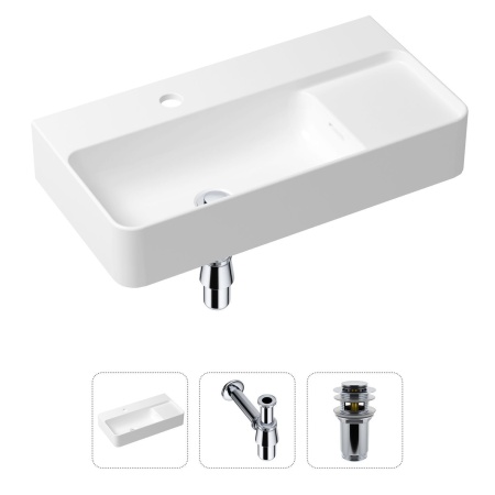 Комплект 3 в 1 Lavinia Boho Bathroom Sink 21520490: накладная фарфоровая раковина 60 см, металлический сифон, донный клапан
