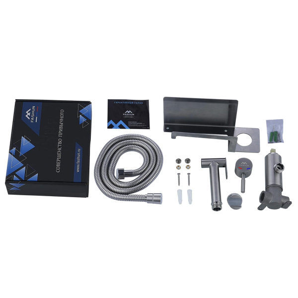 Гигиенический душ со смесителем и держателем туалетной бумаги FASHUN A57703, сатин