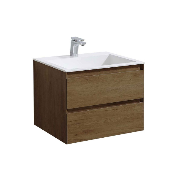 Тумба под раковину Vincea Luka 600 подвесная, 2 выкатных ящика soft-close, T.Oak
