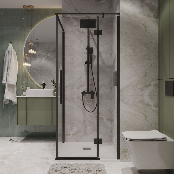 Душевое ограждение  Niagara Nova  NG-6831-34BLACK (90*90*195) квадрат, двери распашные