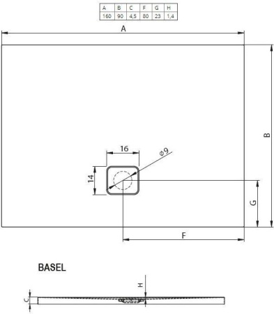 Душевой поддон Riho Basel 420 DC300050000000S 160x90