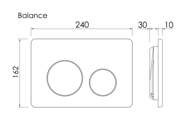 Кнопка смыва Balance, клавиши Square, цвет черный матовый, CN12-002MB