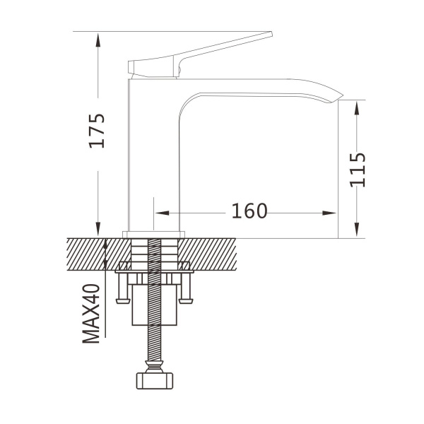 Смеситель для раковины Shevanik S4101T, оружейная сталь