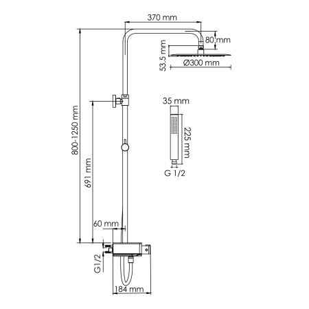 A114.160.218.CB Thermo Душевой комплект WasserKRAFT с термостатическим смесителем