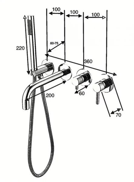 Смеситель для ванны с ручным душем Grocenberg GB5070 золотой брашированный