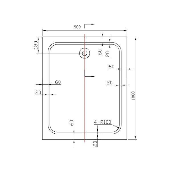 Поддон для душа акриловый Vincea VST-2AR-9010, 1000*900*135, сифон Ф90 с гидрозатвором