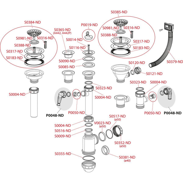 Водослив сифона для мойки Alcaplast 6/4" с нержавеющей решеткой Ø115 и гофропереливом, A38