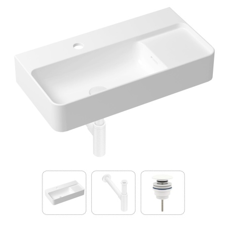 Комплект 3 в 1 Lavinia Boho Bathroom Sink 21520531: накладная фарфоровая раковина 60 см, металлический сифон, донный клапан