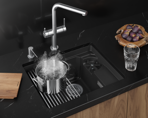 Мойка для кухни Granula Kitchen Space Rinzer 5505RU черный, 55х45 см, прямоугольная