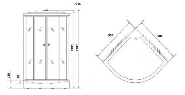 Душевая кабина Niagara Luxe NG-7715W 90x90x215, низкий поддон, стенки белые