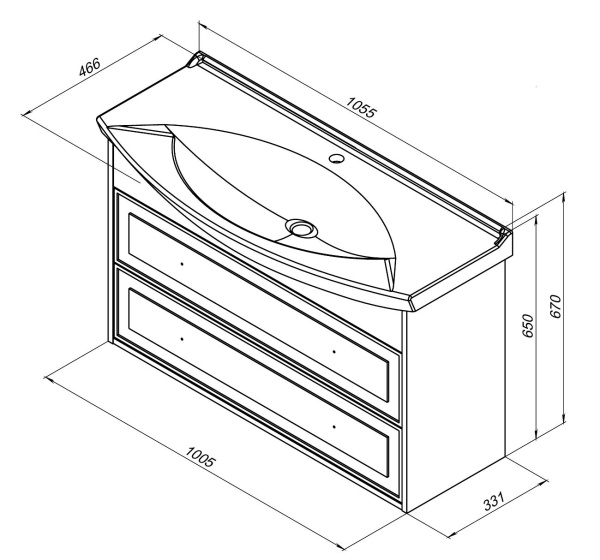Тумба под раковину Aquanet Остин 105 белый (под раковину Стиль)