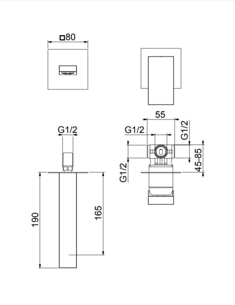 Смеситель для душа Fiore Kube 100NN7597, черный