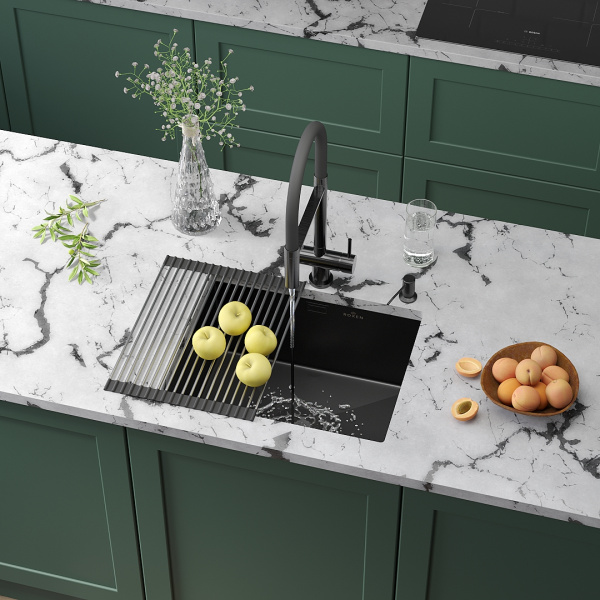Кухонная мойка Roxen Uno 54 PVD (графит) под столешницу