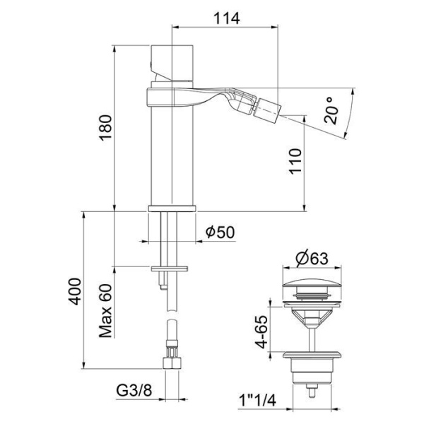 Смеситель для биде Webert One-B NB840102741