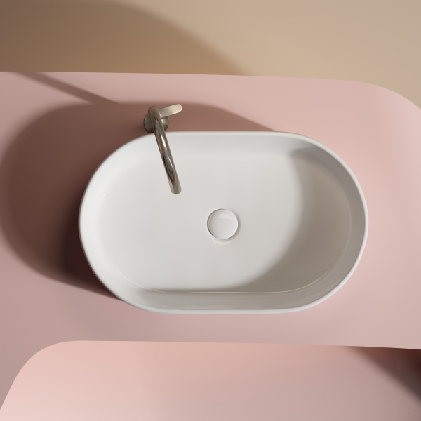 Умывальник Ceramicanova чаша накладная овальная (цвет Белый Матовый) Element 600x415x135мм