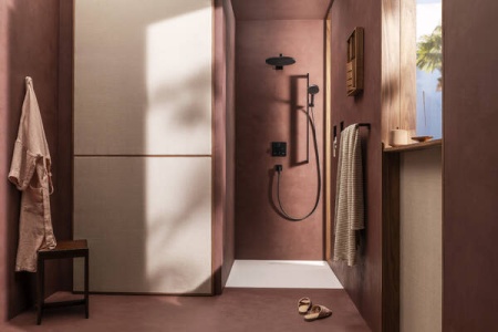 Настенная розетка с обратным клапаном Hansgrohe FixFit Fine E 28883670. черный матовый 28883670