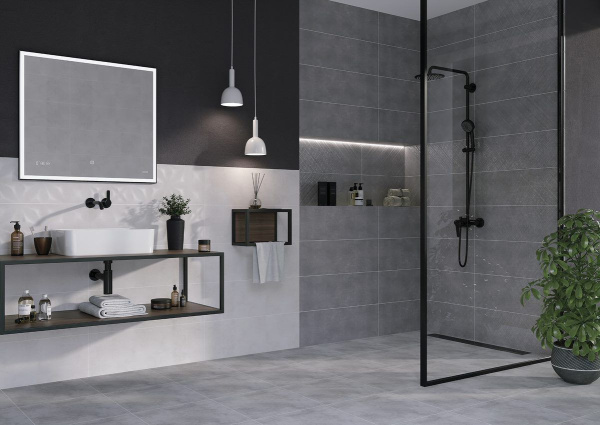 Зеркало Cersanit LED 011 design 100x80 с подсветкой часы металл. рамка прямоугольное Ecom, KN-LU-LED011*100-d-Os