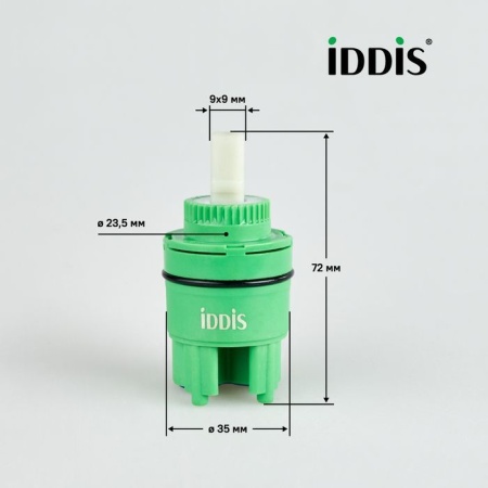 Картридж керамический для смесителя, 35 мм, с ножками, с верхним уплотнителем, IDDIS 999C35H1SM