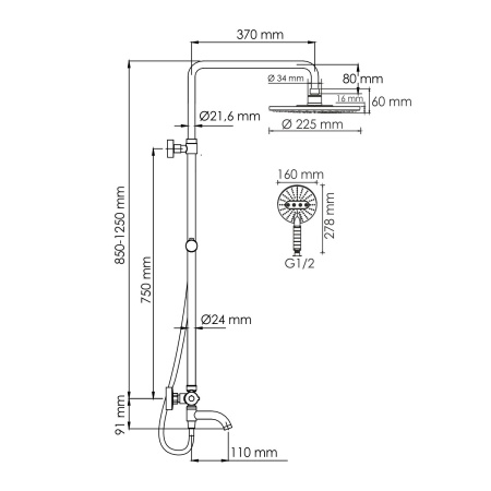 A188.067.059.WM Thermo Душевой комплект WasserKRAFT с термостатическим смесителем
