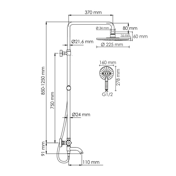 A188.067.059.WM Thermo Душевой комплект WasserKRAFT с термостатическим смесителем