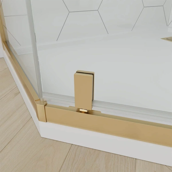 Душевой угол Veconi Ottimo P10 G, 1000x1000x1900, золото брашинг, стекло янтарное
