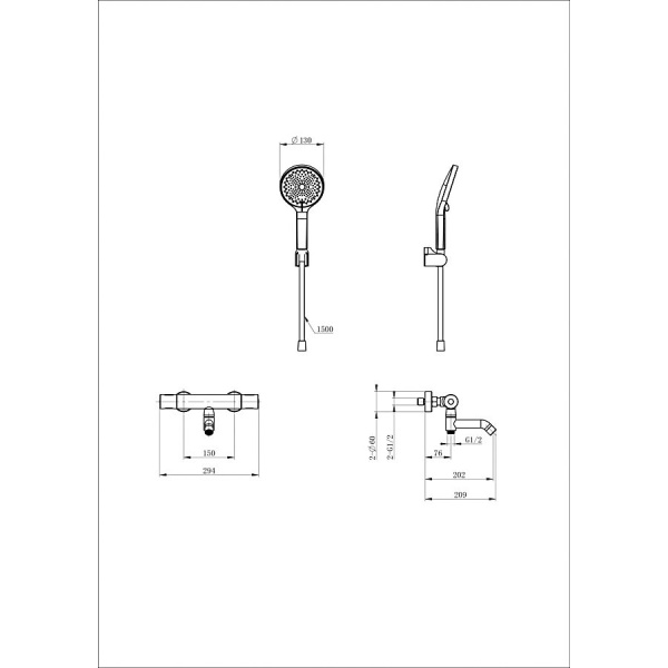 Смеситель для ванны с душем и термостатом WONZON & WOGHAND, Брашированное золото (WW-B3013-A1-BG)