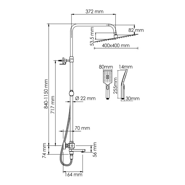 A199.119.126.010.CH Thermo Душевой комплект WasserKRAFT с термостатическим смесителем