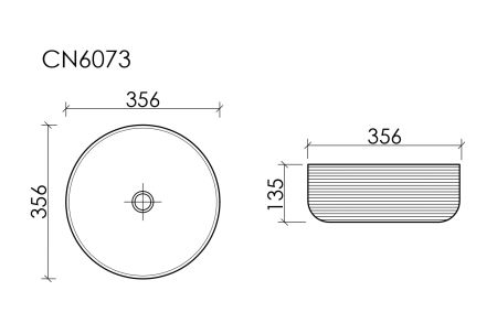 Раковина накладная круглая Элемент (Element) 356x356x135, цвет белый матовый