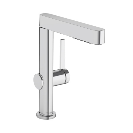Hansgrohe Finoris Смеситель для раковины однорычажный 230 с вытяжным душем 2jet со сливным клапаном Push-Open белый матовый 76063700