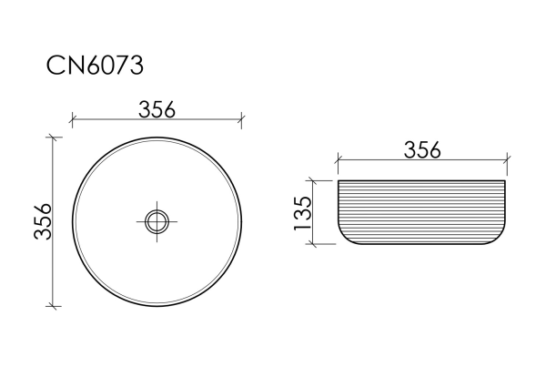 Раковина накладная круглая Элемент (Element) 356x356x135, цвет белый матовый