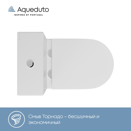 Aqueduto комплект: ОВО Плюс/OVO Plus Унитаз напольный 625*365 безободковый с бачком, Tornado, сиденье с микролифтом, белый глянцевый