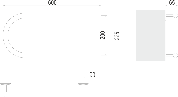 Полотенцесушитель электрический TERMINUS Электро 25 П-обр 600х200