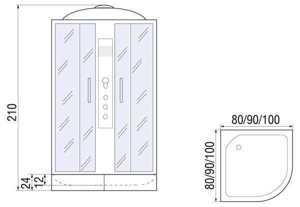 Душевая кабина River DESNA 90/24 ТH, 90x90x210