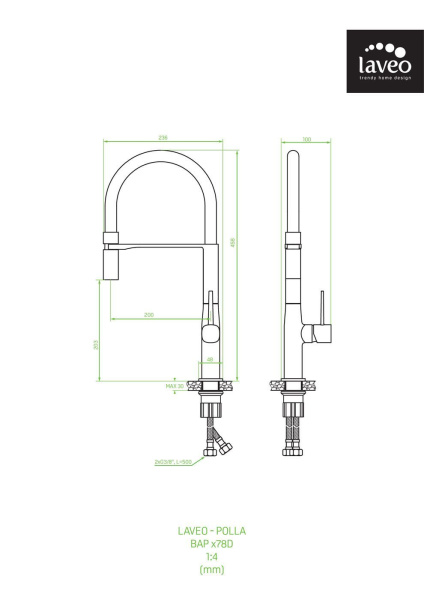 Смеситель для кухонной мойки Laveo Pola BAP_778D черный