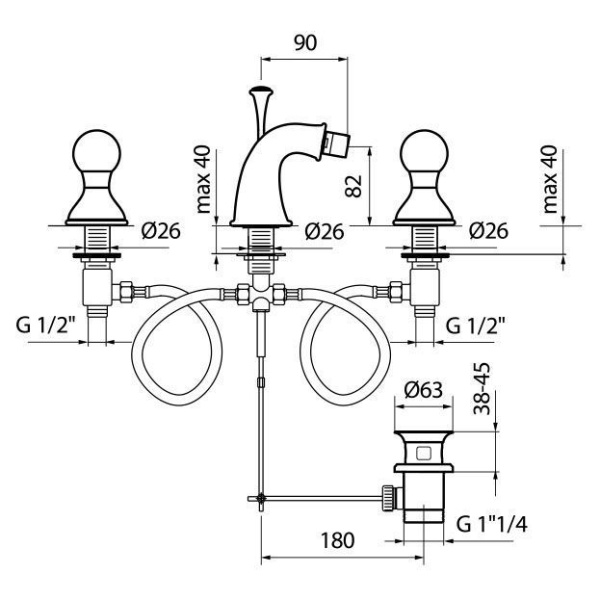 Смеситель для биде Webert Karenina KA710202010