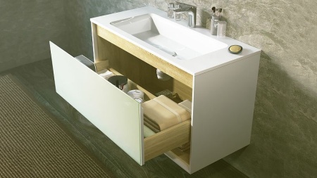 Тумба под раковину Jorno Glass 100 Gla.01.97/P/W белый глянец
