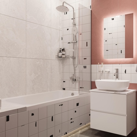 Мебель для ванной комнаты STWORKI Колдинг 60 белая, с раковиной 50 Square, столешница белая сатиновая